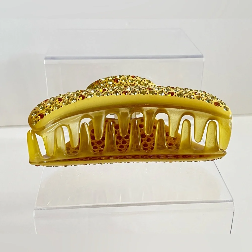 Vintage Mustard Swarovski Crystal Hair Claw Clip
